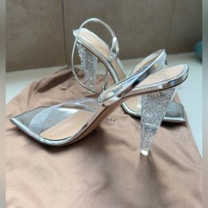Gianvito Rossi Silver Glitter Heels